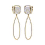 Load image into Gallery viewer, Dangle hoop earrings in yellow gold with white diamonds of 1.30 ct in weight
