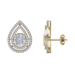 Load image into Gallery viewer, Pear shaped stud earrings in yellow gold with white diamonds of 1.03 ct in weight