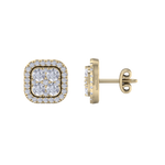 Load image into Gallery viewer, Square cluster stud earrings in yellow gold with white diamonds of 1.00 ct in weight