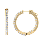 Load image into Gallery viewer, Diamond eternity hoop earrings in yellow gold with white diamonds of 2.00 ct in weight