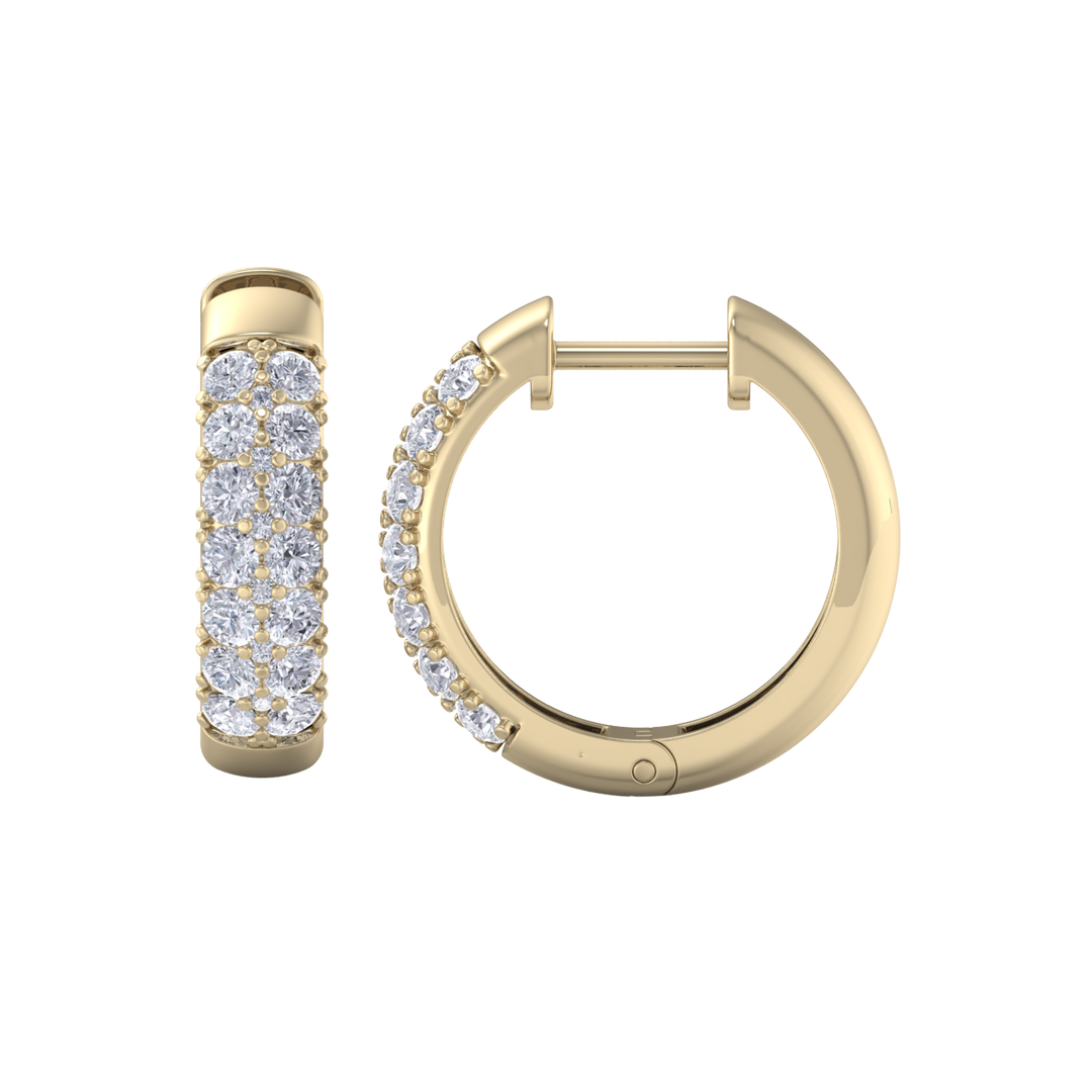 Diamond huggies earrings in yellow gold with white diamonds of 0.99 ct in weight