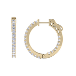 Load image into Gallery viewer, Diamond eternity hoop earrings in yellow gold with white diamonds of 1.50 ct in weight