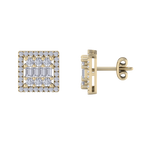 Load image into Gallery viewer, Square stud earrings in rose gold with white diamonds of 0.73 ct in weight