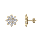 Load image into Gallery viewer, Small flower stud earrings in rose gold with white diamonds of 0.59 ct in weight