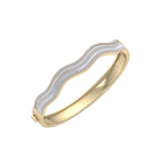 Load image into Gallery viewer, Wave bangle in yellow gold with white diamonds of 3.10 ct in weight