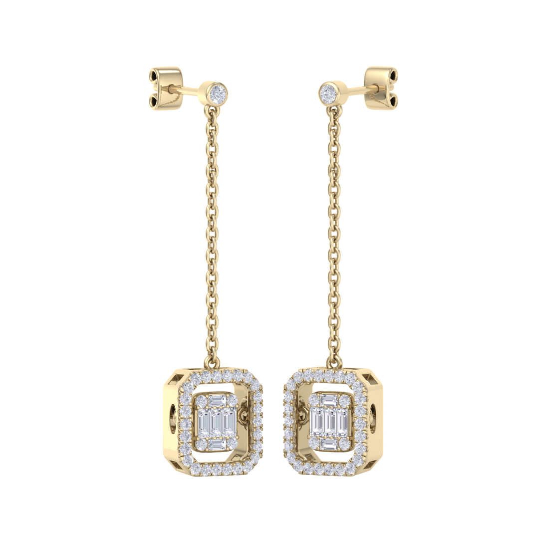 Diamond drop earrings in rose gold with white diamonds of 0.69 ct in weight