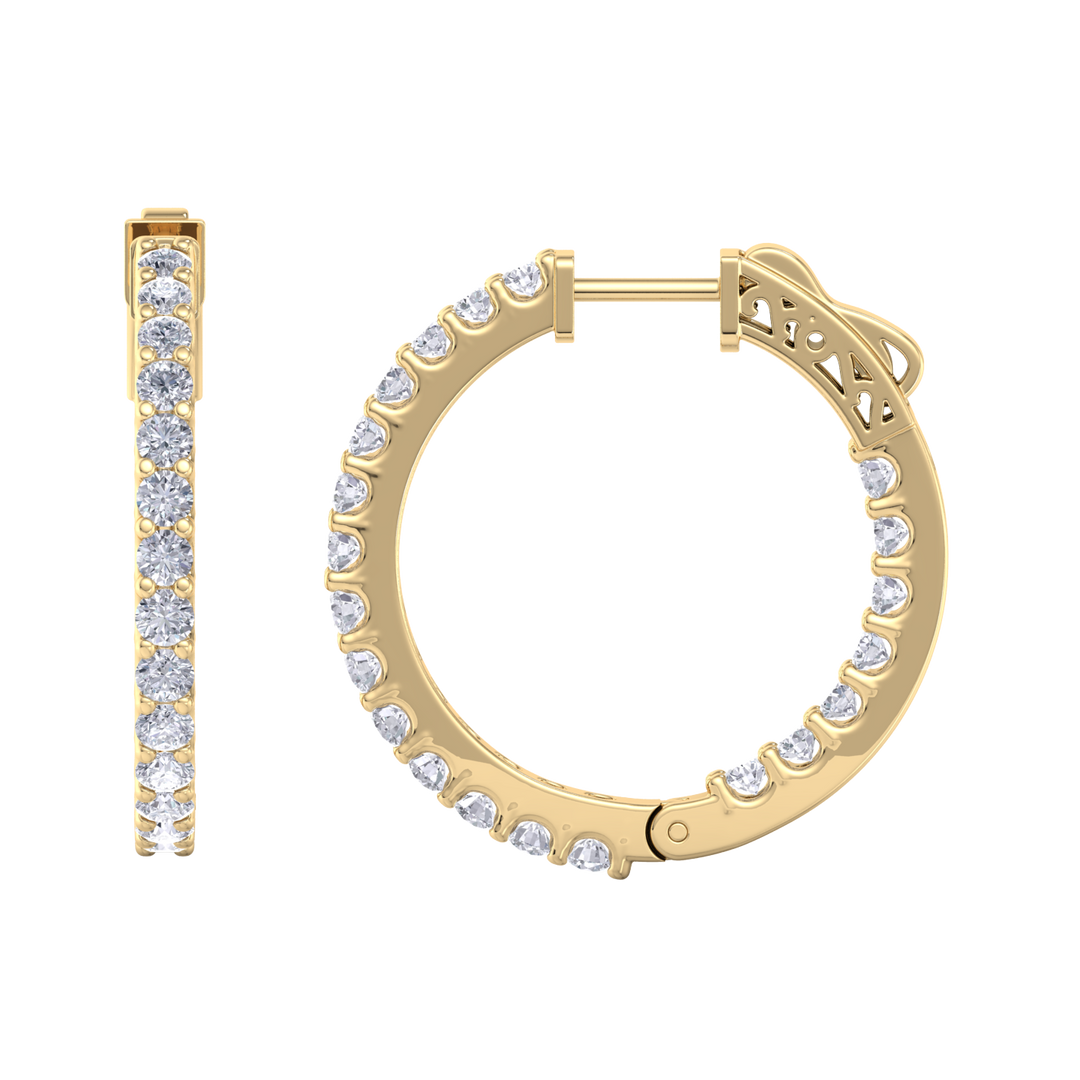 Diamond eternity hoop earrings in rose gold with white diamonds of 2.00 ct in weight