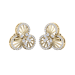 Load image into Gallery viewer, Flower shaped stud earrings in yellow gold with white diamonds of 0.84 ct in weight