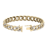 Load image into Gallery viewer, Diamond curb chain link bracelet in yellow gold with white diamonds of 1.82 ct in weight