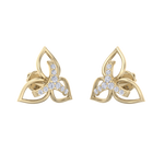 Load image into Gallery viewer, Flower shaped stud earrings in rose gold with white diamonds of 0.24 ct in weight