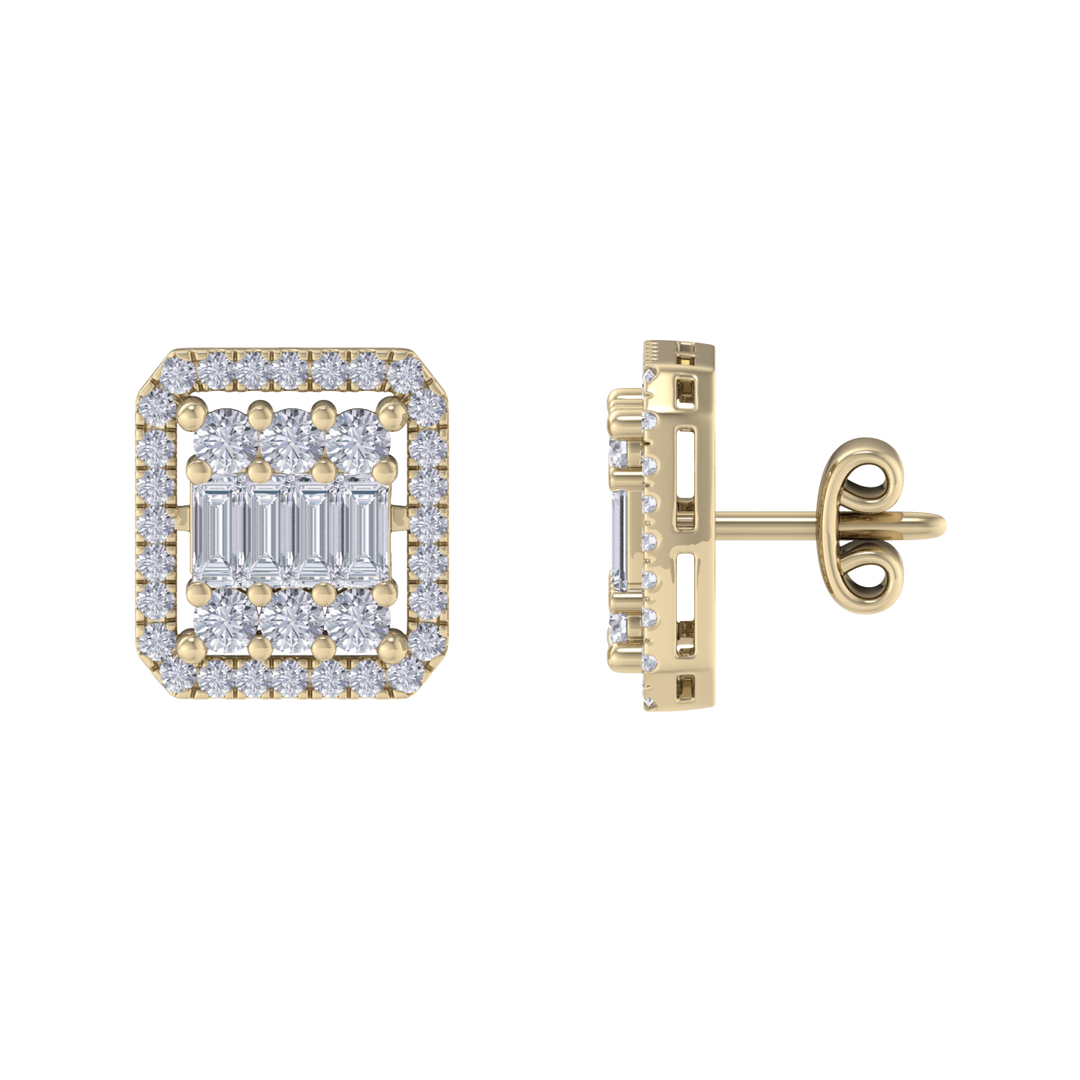 Square earrings in white gold with baguette white diamonds of 0.89 ct in weight