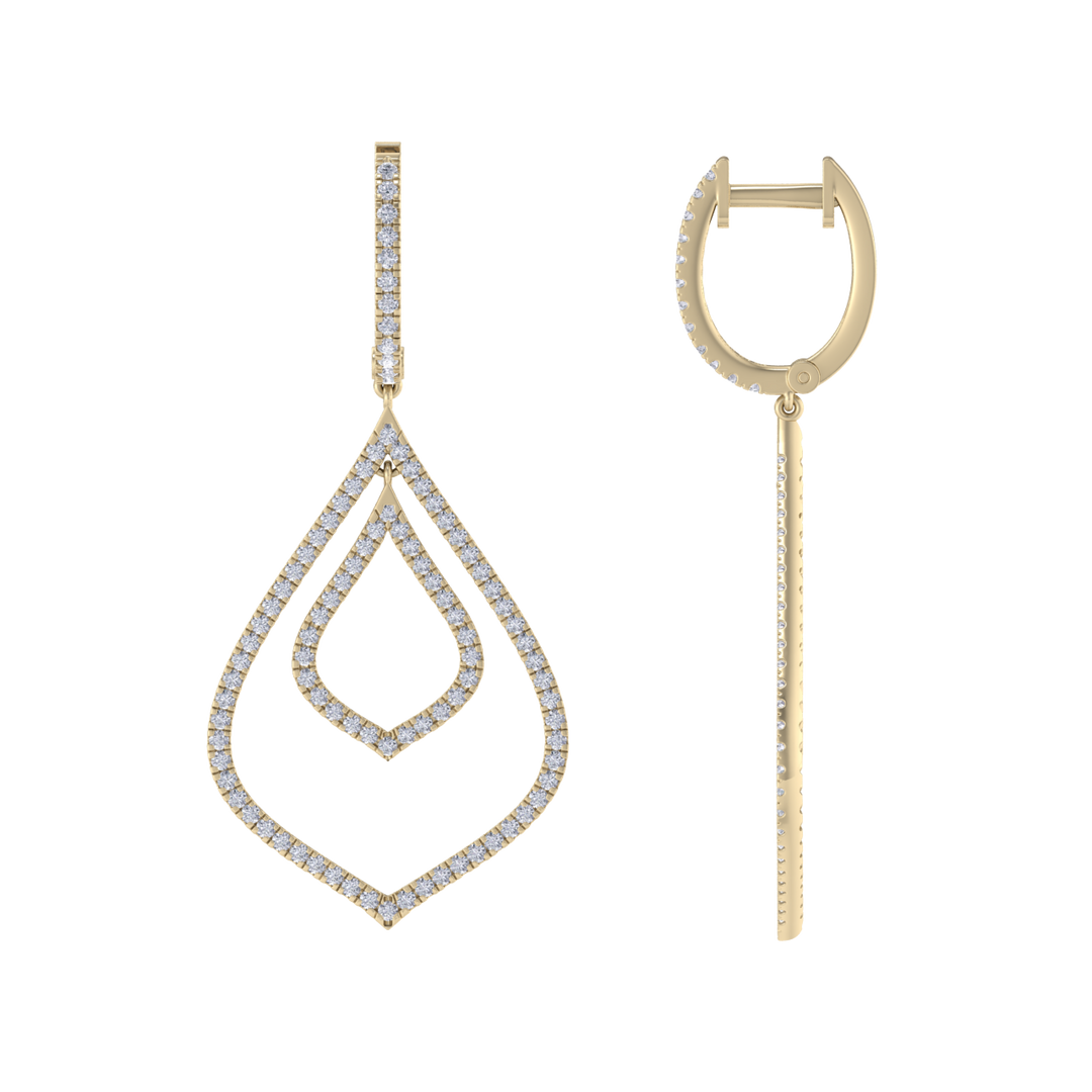 Chandelier earrings in white gold with white diamonds of 1.79 ct in weight