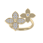 Load image into Gallery viewer, Ring with flowers in yellow gold with white diamonds of 0.56 ct in weight