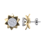 Load image into Gallery viewer, Flower shaped stud earrings in rose gold with white diamonds of 0.62 ct in weight