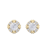 Load image into Gallery viewer, Halo earrings with miracle plate in yellow gold with white diamonds of 0.20 ct in weight