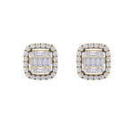 Load image into Gallery viewer, Halo square stud earrings in rose gold with white diamonds of 0.41 ct in weight