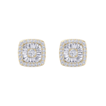 Load image into Gallery viewer, Square halo earrings in yellow gold with white diamonds of 0.60 ct in weight