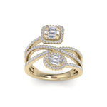 Load image into Gallery viewer, Multi-band ring in yellow gold with white diamonds of 1.02 ct in weight