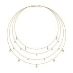 Load image into Gallery viewer, Multi-strand drop necklace in yellow gold with white diamonds of 0.68 ct in weight