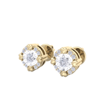 Load image into Gallery viewer, Halo earrings with miracle plate in white gold with white diamonds of 0.20 ct in weight