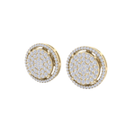 Load image into Gallery viewer, Halo stud earrings in yellow gold with white diamonds of 1.11 ct in weight