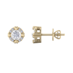 Load image into Gallery viewer, Halo earrings with miracle plate in yellow gold with white diamonds of 0.20 ct in weight