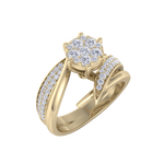 Load image into Gallery viewer, Cluster solitaire ring in white gold with white diamonds of 0.57 ct in weight