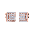 Load image into Gallery viewer, Square stud earrings in rose gold with white diamonds of 0.73 ct in weight