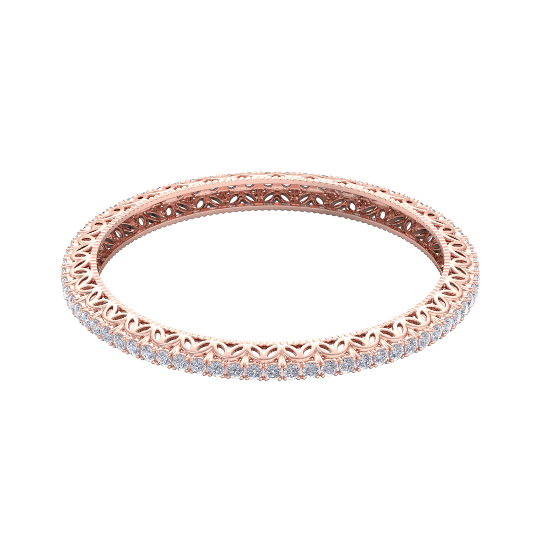 Diamond bangle in rose gold with white diamonds of 11.04 ct in weight