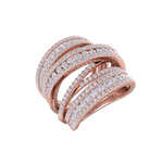 Load image into Gallery viewer, Multi-band diamond ring in rose gold with white diamonds of 2.69 ct in weight