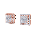 Load image into Gallery viewer, Square stud earrings in rose gold with white diamonds of 0.73 ct in weight