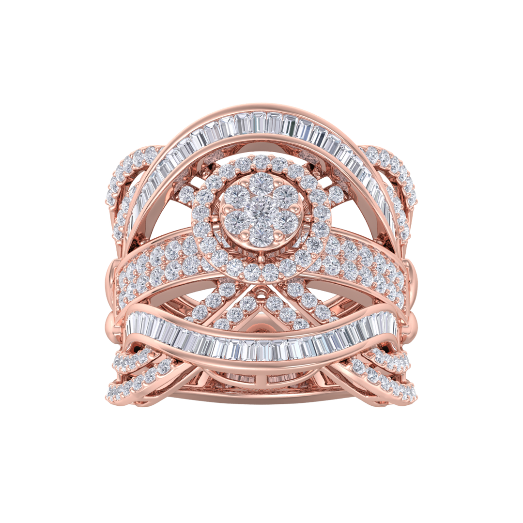 Statement Diamond ring in rose gold with white diamonds of 2.32 ct in weight