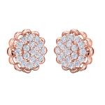 Load image into Gallery viewer, Round shaped stud earrings in rose gold with white diamonds of 1.66 ct in weight