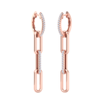 Load image into Gallery viewer, Long diamond chain link earrings in yellow gold with white diamonds of 0.34 ct in weight