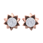 Load image into Gallery viewer, Flower shaped stud earrings in rose gold with white diamonds of 0.62 ct in weight