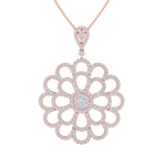 Load image into Gallery viewer, Flower Pendant in rose gold with white diamonds of 2.38 ct in weight