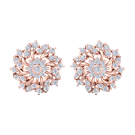 Load image into Gallery viewer, Flower stud earrings in rose gold with white diamonds of 1.13 ct in weight