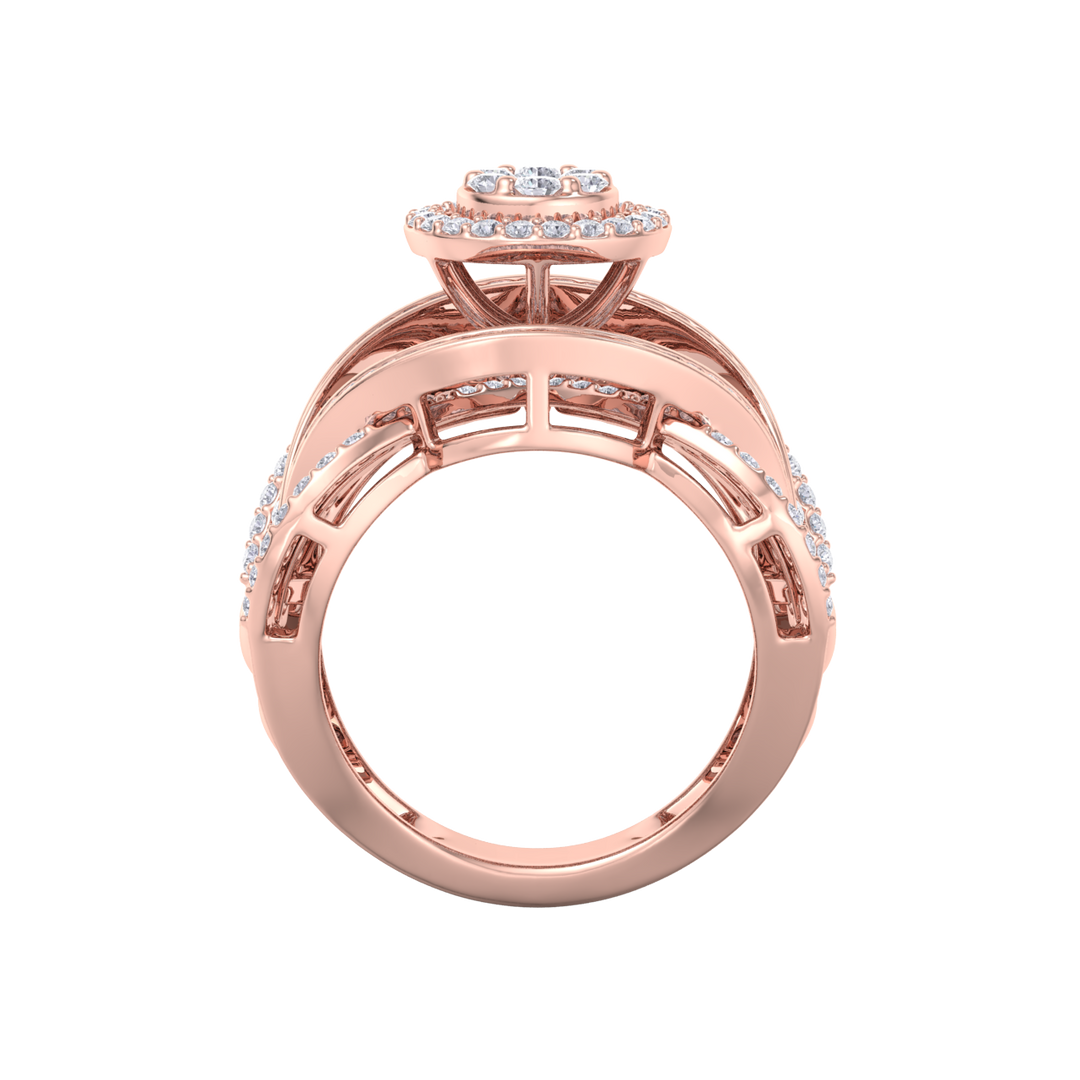 Statement Diamond ring in rose gold with white diamonds of 2.32 ct in weight