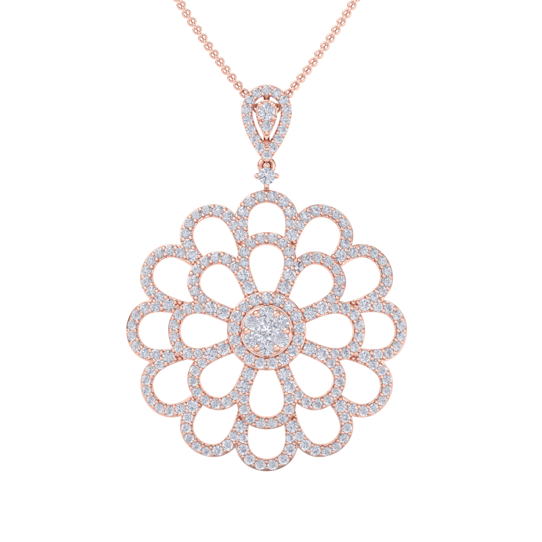 Flower Pendant in white gold with white diamonds of 2.38 ct in weight