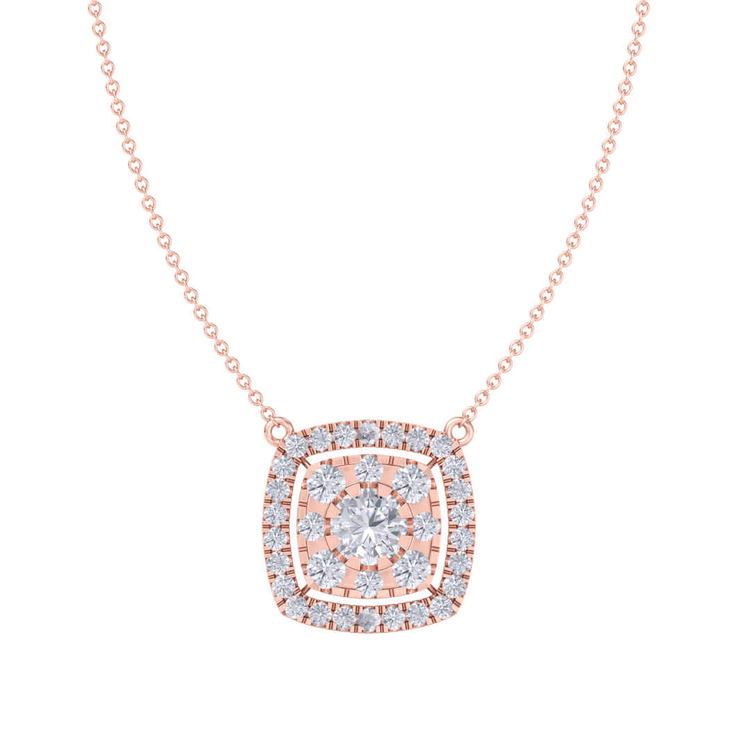 Classic square necklace in white gold with white diamonds of 2.78 ct in weight
