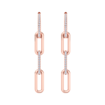 Load image into Gallery viewer, Long diamond chain link earrings in rose gold with white diamonds of 0.34 ct in weight