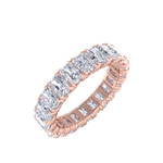 Load image into Gallery viewer, Eternity ring in yellow gold with emeralds white diamonds of 4.18 ct in weight