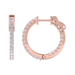 Load image into Gallery viewer, Diamond eternity hoop earrings in rose gold with white diamonds of 0.98 ct in weight