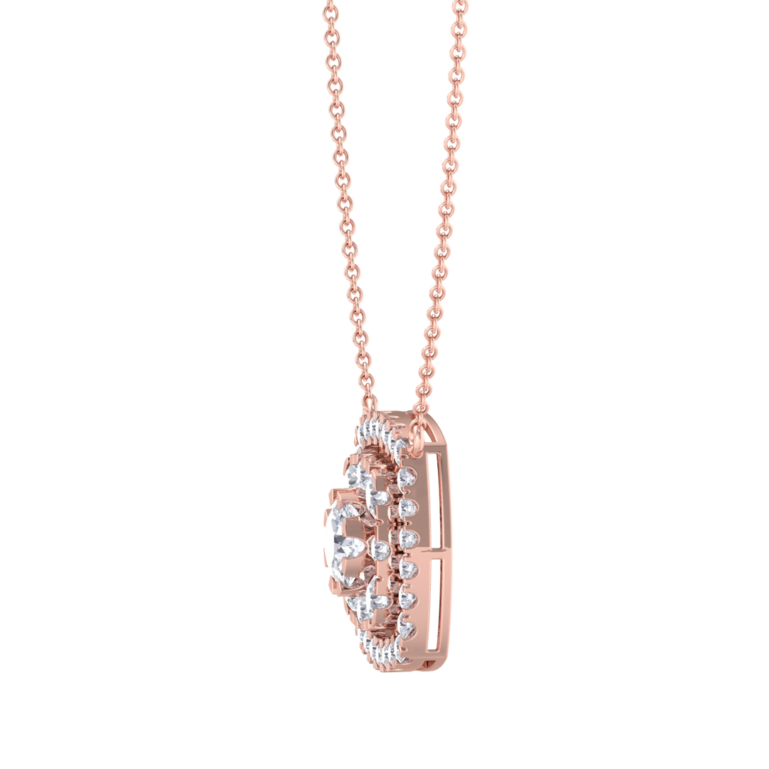 Classic square necklace in rose gold with white diamonds of 2.78 ct in weight