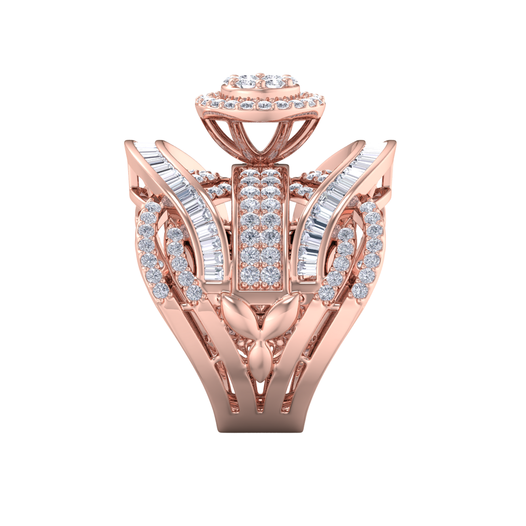 Statement Diamond ring in rose gold with white diamonds of 2.32 ct in weight