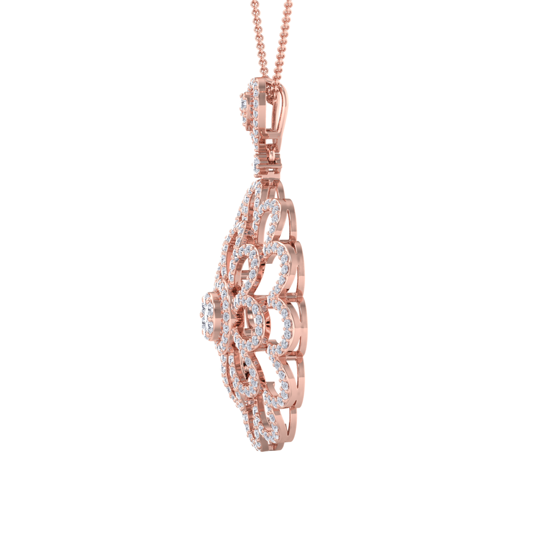Flower Pendant in rose gold with white diamonds of 2.38 ct in weight