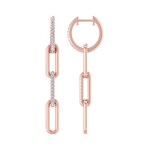 Load image into Gallery viewer, Long diamond chain link earrings in rose gold with white diamonds of 0.34 ct in weight