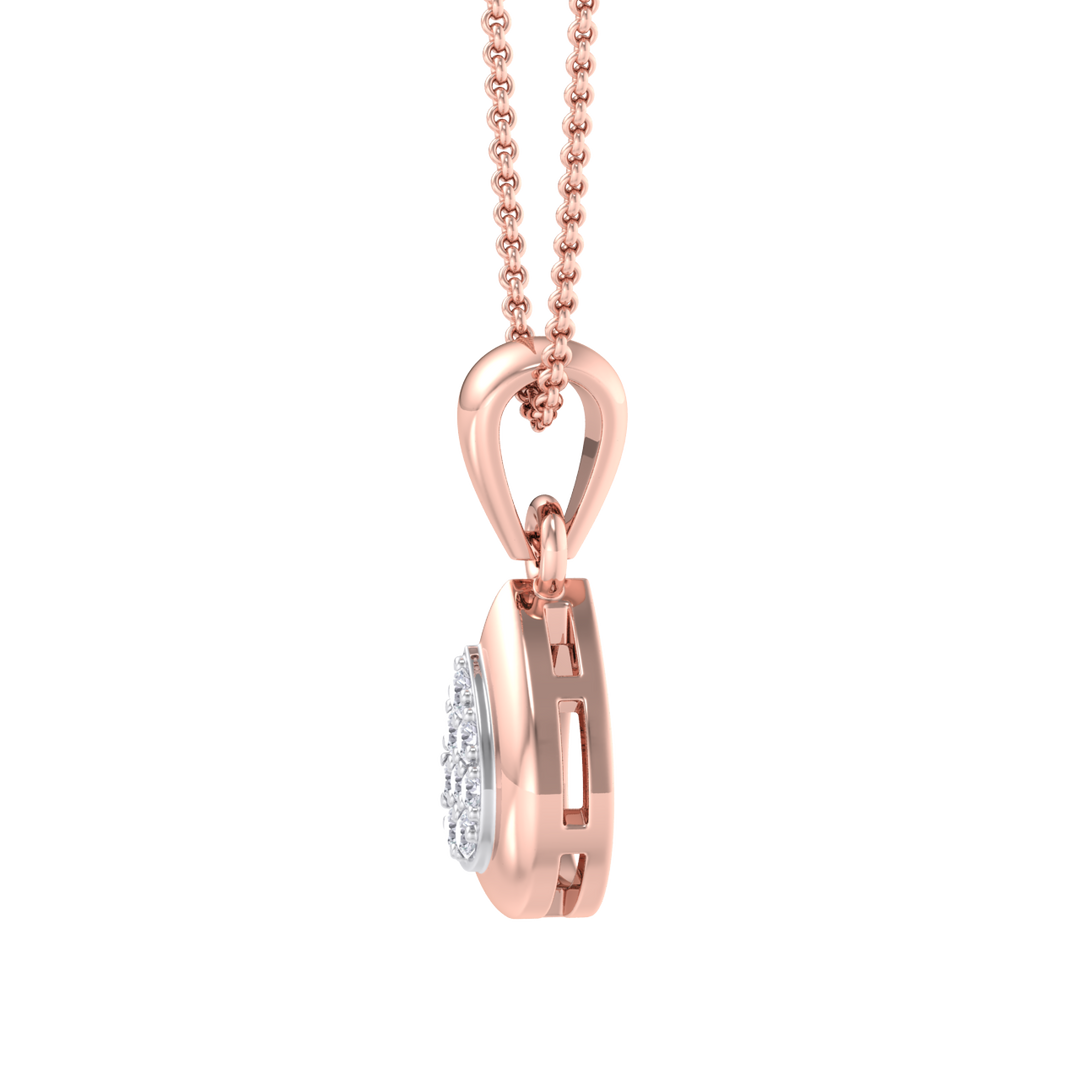 Cute Pendant in rose gold with white diamonds of 0.09 ct in weight