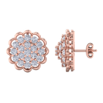 Load image into Gallery viewer, Round shaped stud earrings in rose gold with white diamonds of 1.66 ct in weight