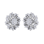 Load image into Gallery viewer, Flower stud earrings in yellow gold with white diamonds of 1.13 ct in weight
